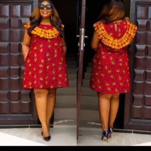 Ankara shift dress with cape